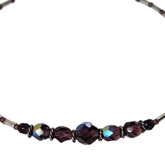 Elegant Handcrafted Purple Crystal Beaded Bracelet Classic Fashion Jewelry Women - Picture 2 of 4